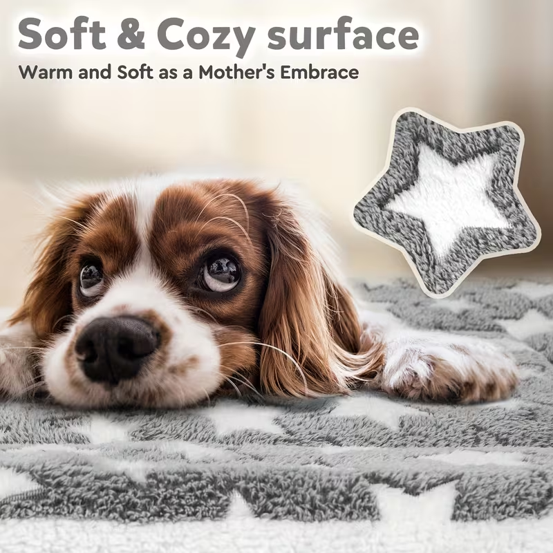 Dog crate mattress, super soft pet bed, cute star pattern, washable.