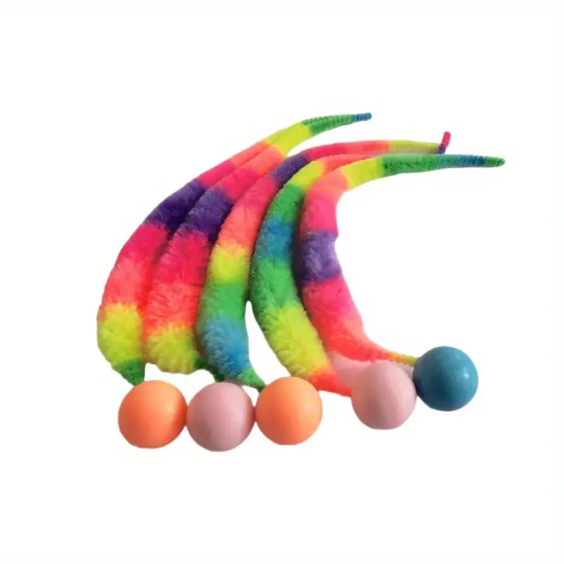 4-Piece Cat Interactive Toy, Colorful Bouncy Ball Pet Educational Cat Toy