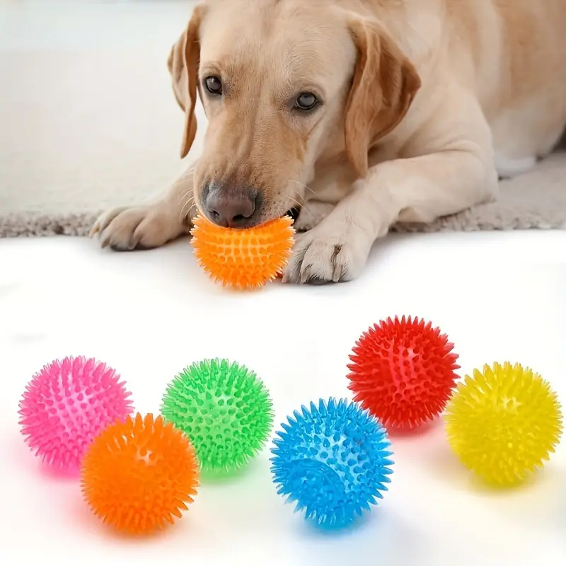 Two squeaky dog toy balls, puppy teething chew toys
