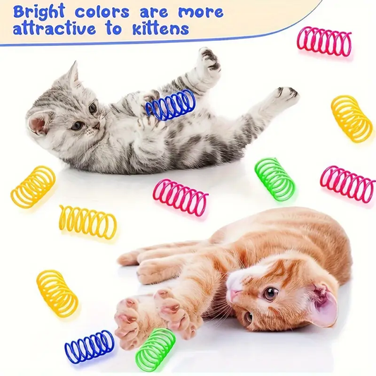20-pack of cat spring toys, colorful plastic interactive toys