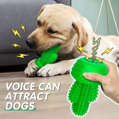 Durable rubber cactus-shaped dog chew toy, suitable for all dog breeds.