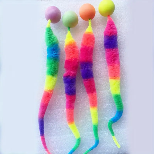 4-Piece Cat Interactive Toy, Colorful Bouncy Ball Pet Educational Cat Toy