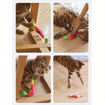 4-Piece Cat Interactive Toy, Colorful Bouncy Ball Pet Educational Cat Toy