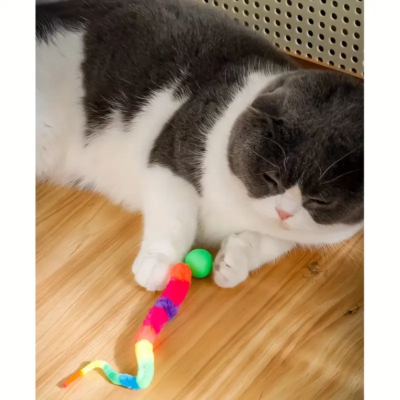 4-Piece Cat Interactive Toy, Colorful Bouncy Ball Pet Educational Cat Toy
