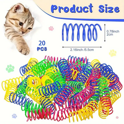 20-pack of cat spring toys, colorful plastic interactive toys