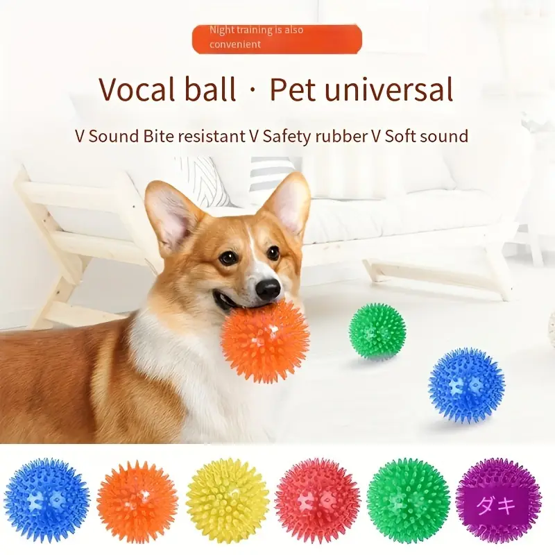 Two squeaky dog toy balls, puppy teething chew toys
