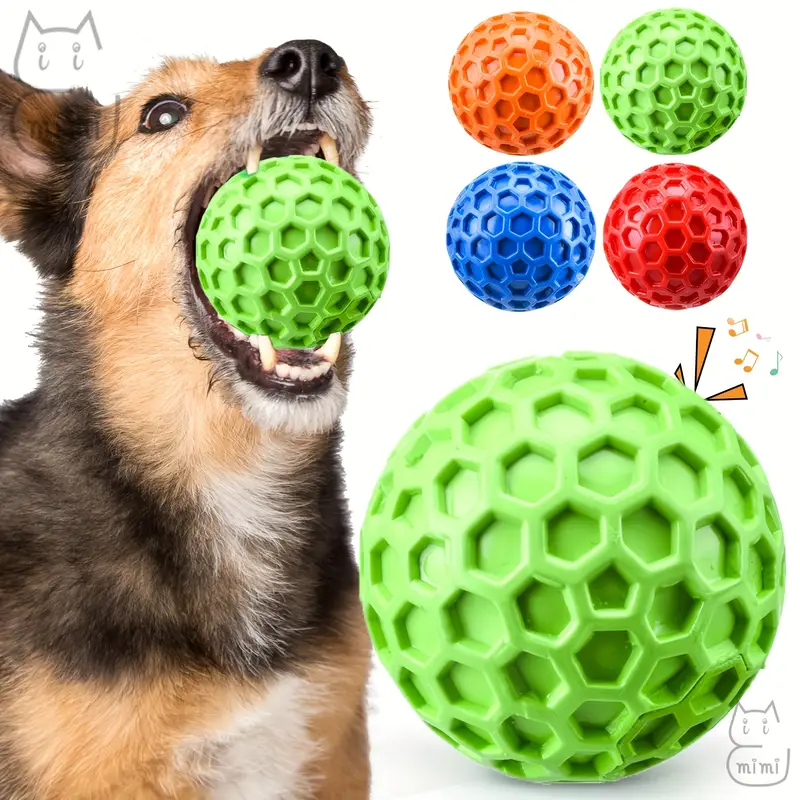 Two heavy-duty, durable dog chew toys with sound effects